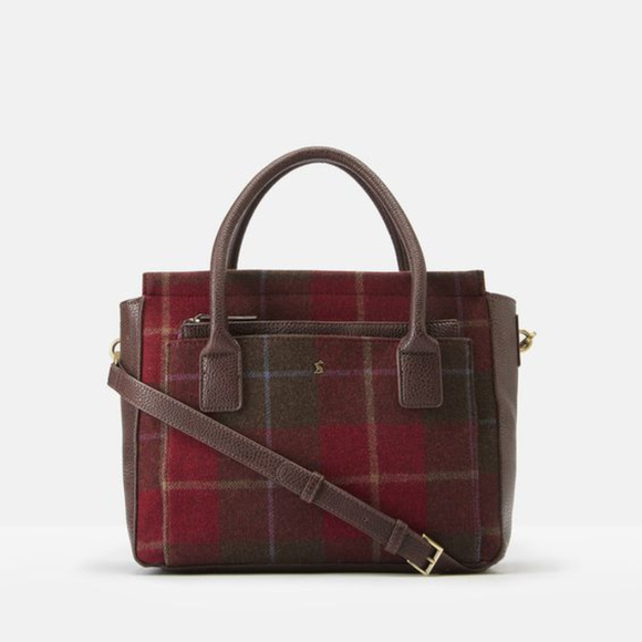 Joules Handbags - Joules Day to Day Tweed Red Check Bag NWT